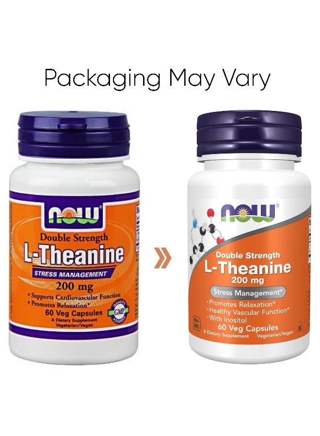 Now Foods L-Theanine Stress Management 200 Mg 60 Veg Capsules Packaging May Vary  - Image 2