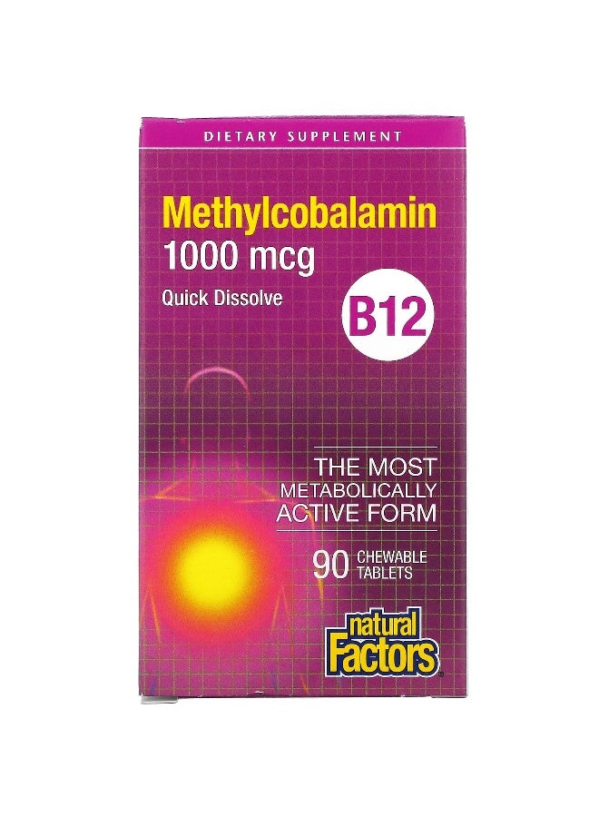 natural Factors - Methylcobalamin, B12, 1000 mcg, 90 Chewable Tablets - Image 1
