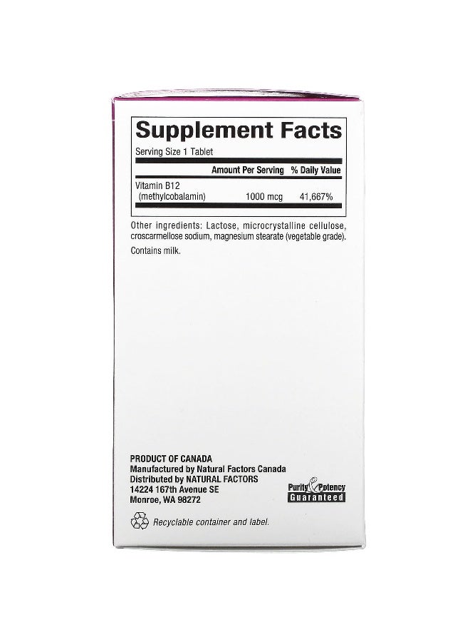 natural Factors - Methylcobalamin, B12, 1000 mcg, 90 Chewable Tablets - Image 1