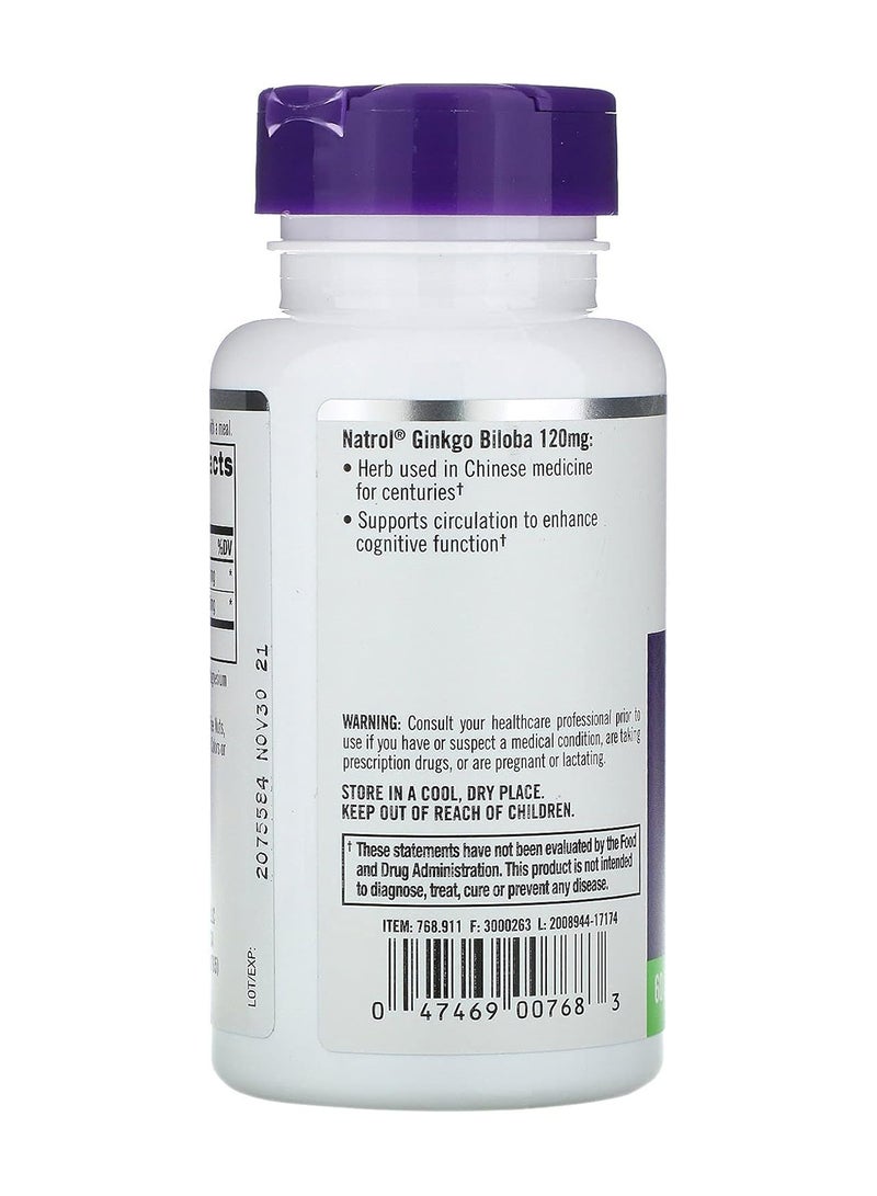 Natrol Ginkgo Biloba Brain Health Dietary Supplements 120mg - 60 Capsules - Image 5