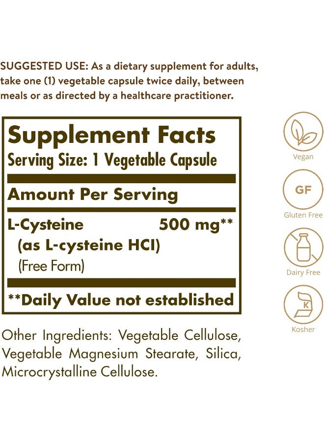 Solgar - L-Cysteine 500 mg, 90 Vegetable Capsules - Image 1