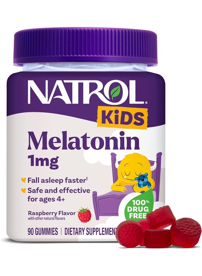 NATROL Melatonin Ages 4+ Raspberry 1 Mg 90 Gummies Packaging May Vary  - Image 1