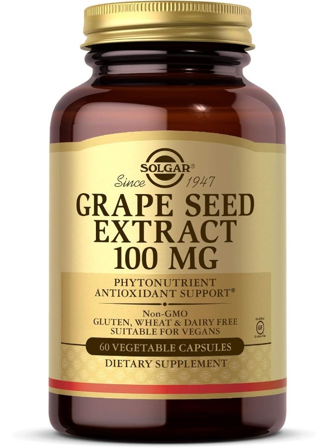 Solgar Grape Seed Extract, 100 mg - 60 Vegetable Capsules - Image 1