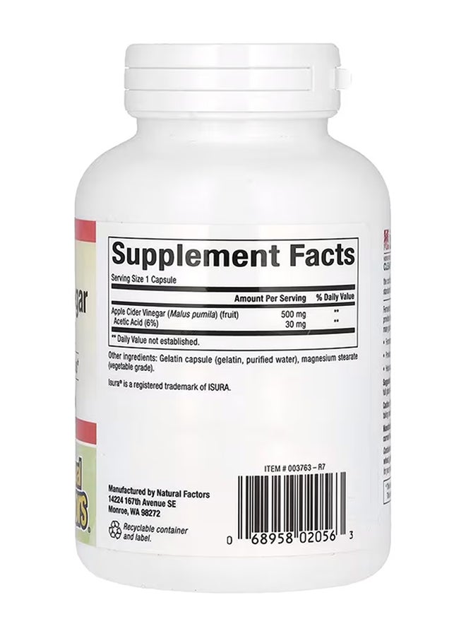 natural Factors Apple Cider Vinegar 500mg Dietary Supplement -180 Capsules  - Image 2