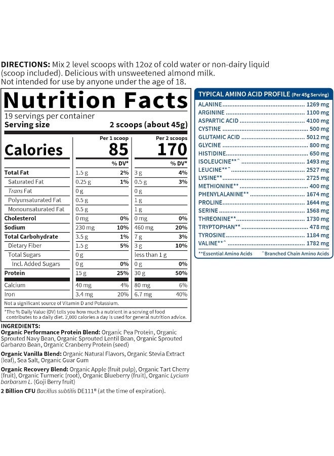 Garden of Life Sport Organic Plant-Based Protein Vanilla 1 Lb - Image 1