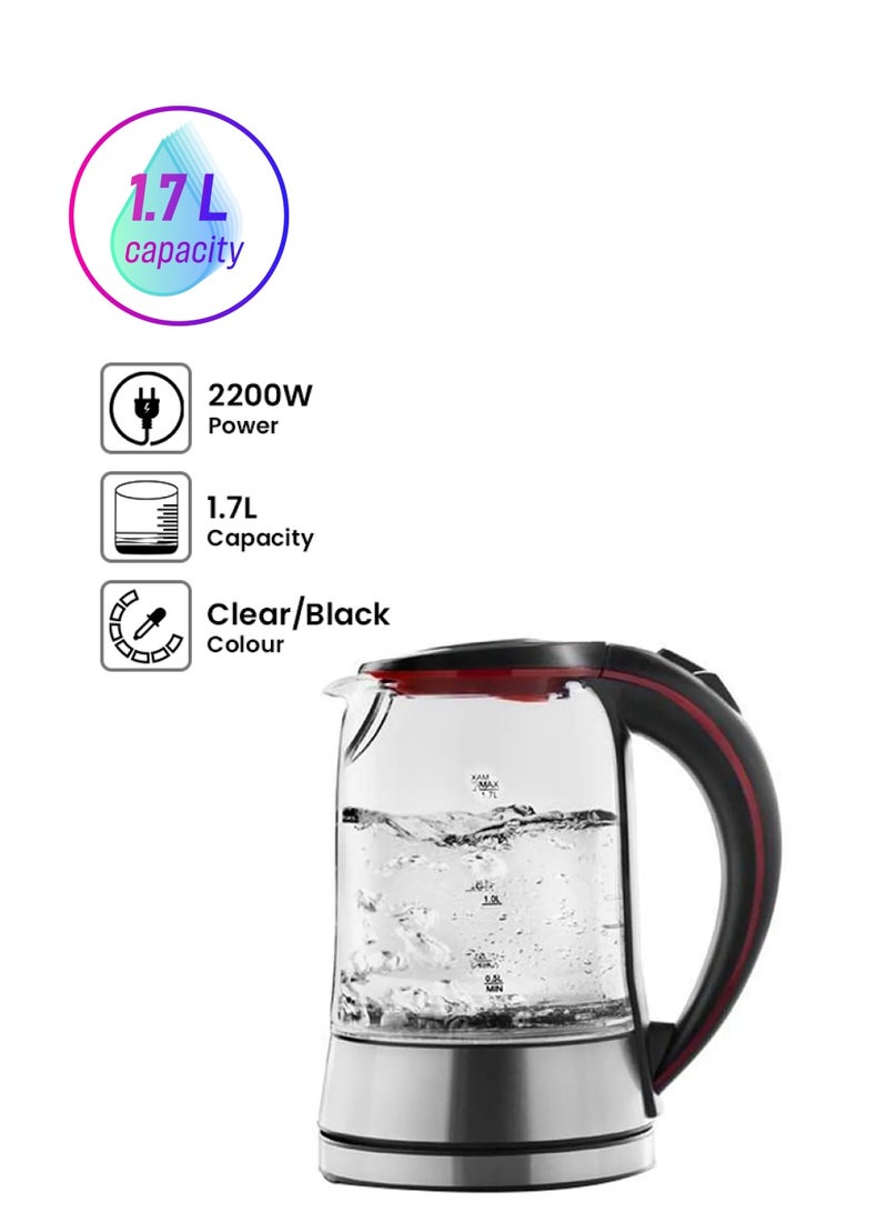 السيف  غلاية كهربائية 1.7 L 2200 W JN1825 شفاف/ أسود