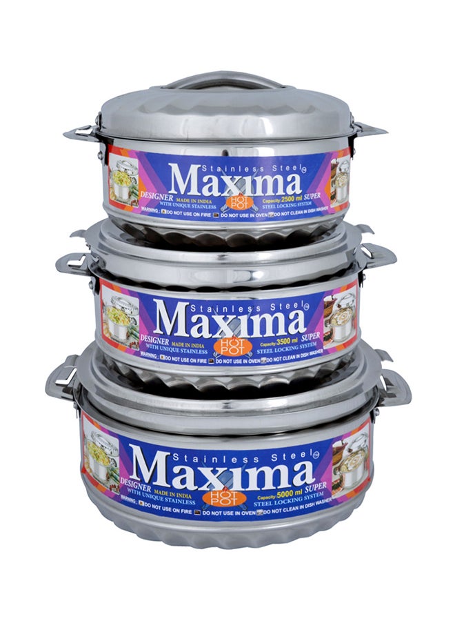 Maxima - 3-Piece Stainless Steel Hot Pot Silver 3-Piece - Image 1