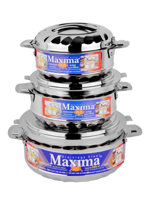 3-Piece Stainless Steel Hot Pot Silver 3-PieceLiters