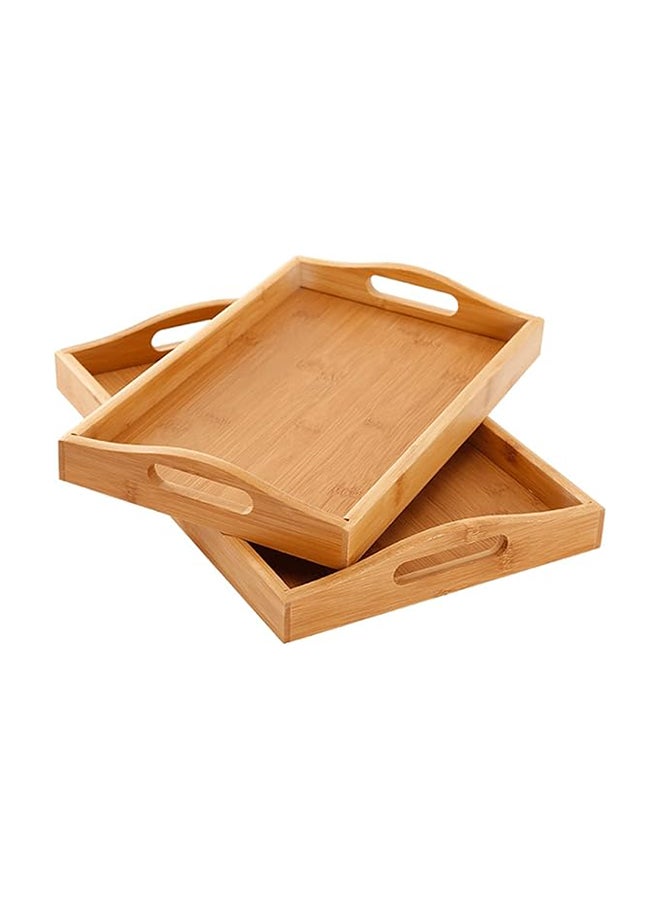3-Piece Wooden Serving Tray Set Brown 37x29.2x26cm - Image 2