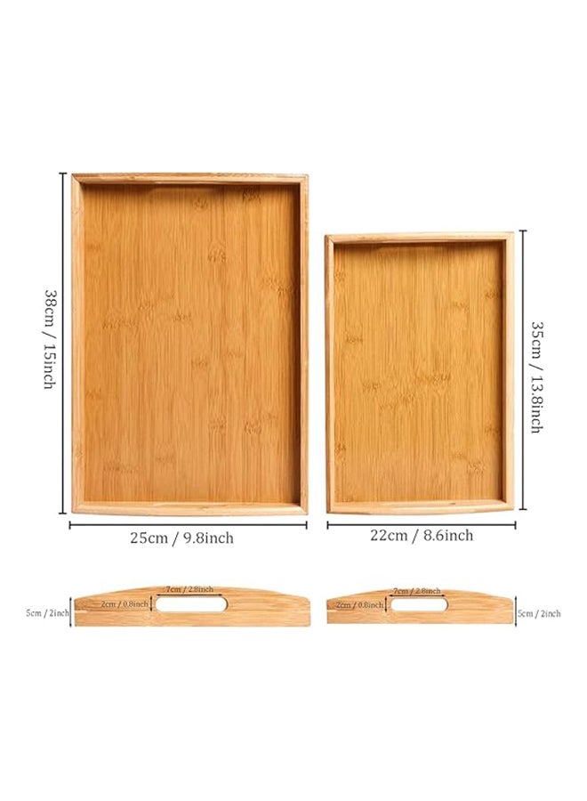 3-Piece Wooden Serving Tray Set Brown 37x29.2x26cm - Image 4