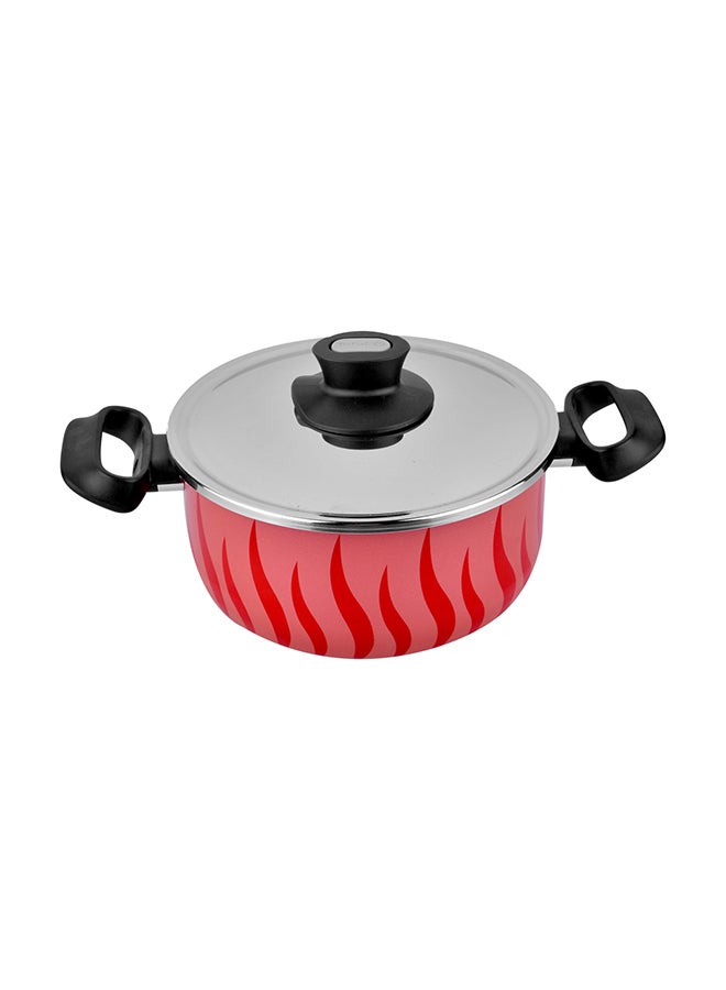Tefal Tempo flame Printed Non-stick Cooking Pot With Lid Red 20 x 20cm 