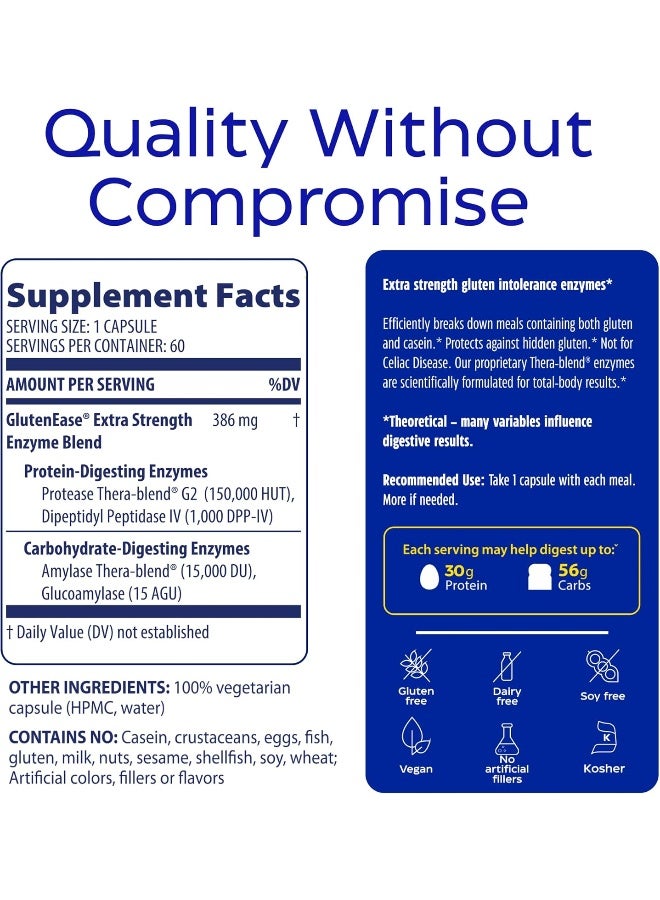 ENZYMEDICA GlutenEase Extra Strength Dietary Supplement - 60 Capsules - Image 2