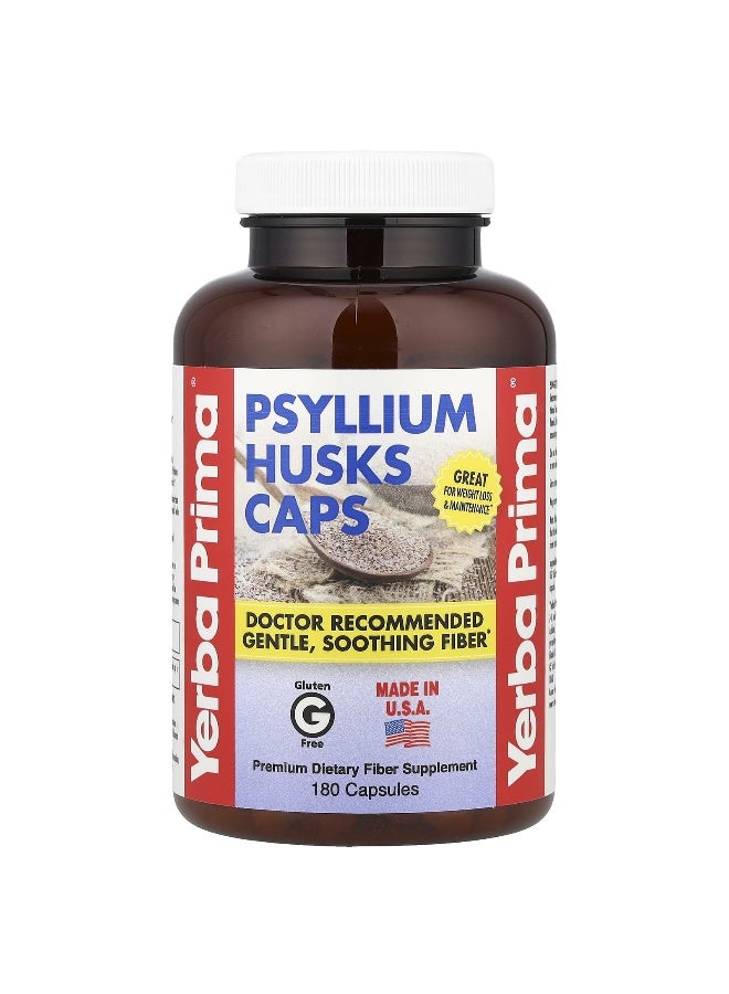 Yerba Prima Psyllium Husks Caps, 180 Capsules - Image 1