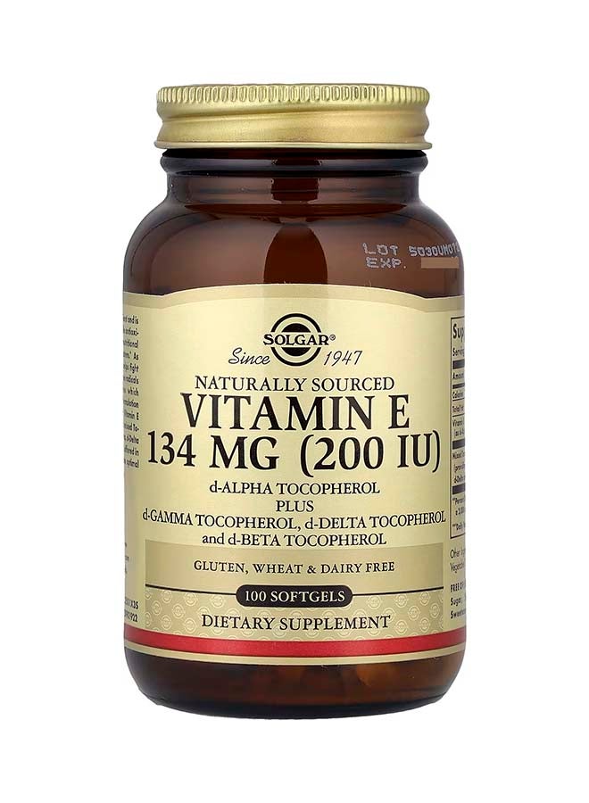 Solgar Vitamin E, Naturally Sourced, 100 Softgels - Image 1