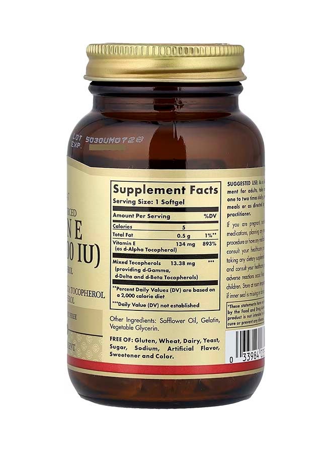 Solgar Vitamin E, Naturally Sourced, 100 Softgels - Image 2