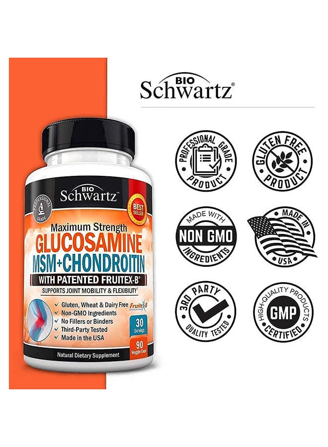 BioSchwartz Glucosamine MSM+Chondroitin Dietary Supplement - 90 Veggie Caps - Image 3