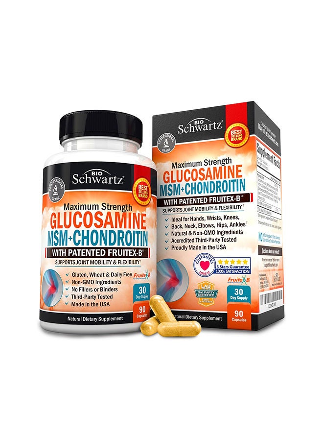 BioSchwartz Glucosamine MSM+Chondroitin Dietary Supplement - 90 Veggie Caps - Image 1