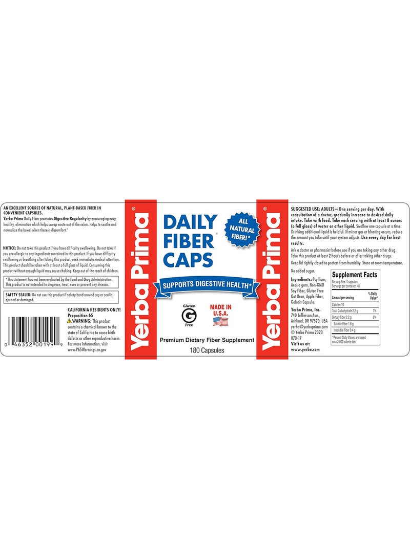 يربا بريما مكمل غذائي دايلي فايبر كابس - 180 كبسولة - Image 4