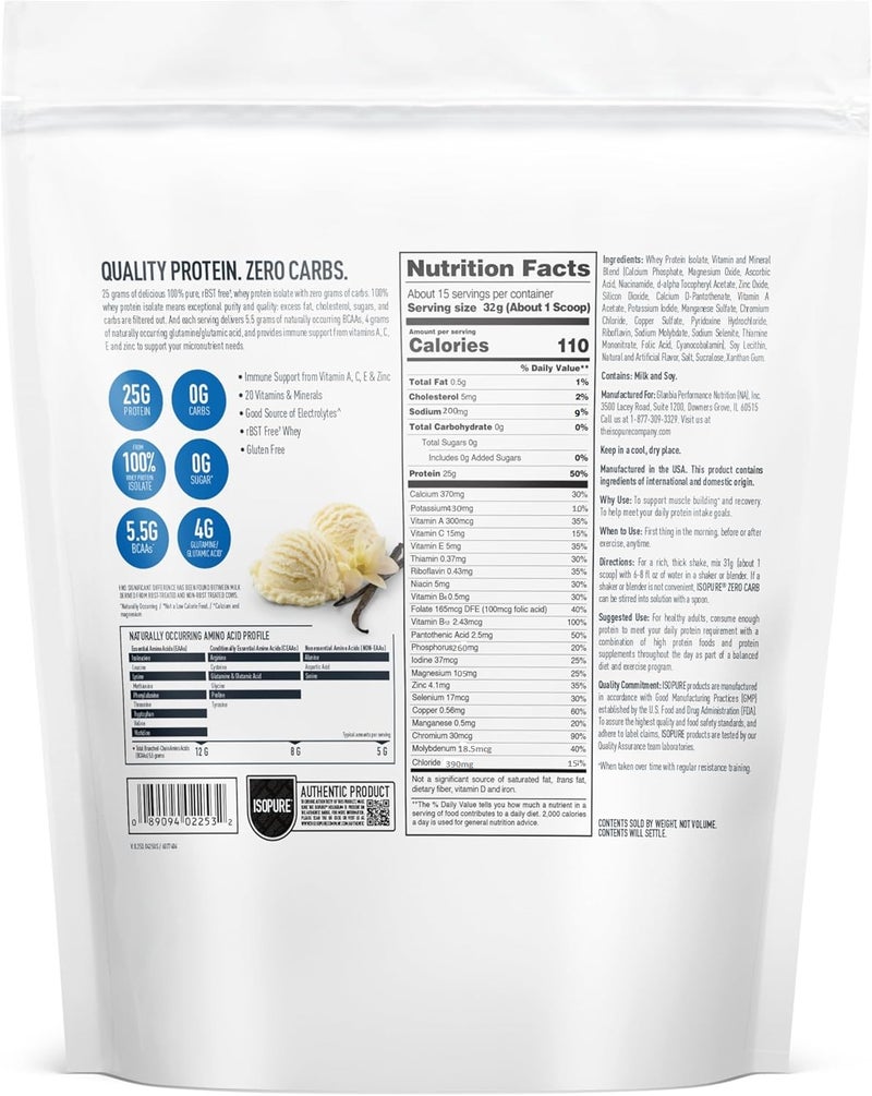 Nature's Best Zero Carb Protein Powder, Creamy Vanilla, 1.06 LB 16.9oz - Image 2