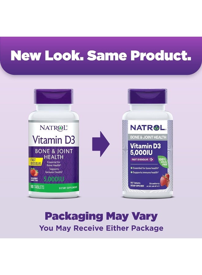 NATROL - Bone & Joint Health, Vitamin D3, 5000 IU - 90 Tablets Packaging May Vary - Image 1