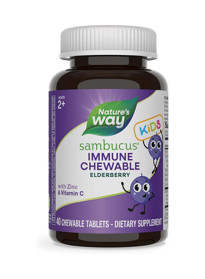 Nature's Way, SambucusÂ® for Kids, Elderberry, 40 Chewable Tablets - Image 1