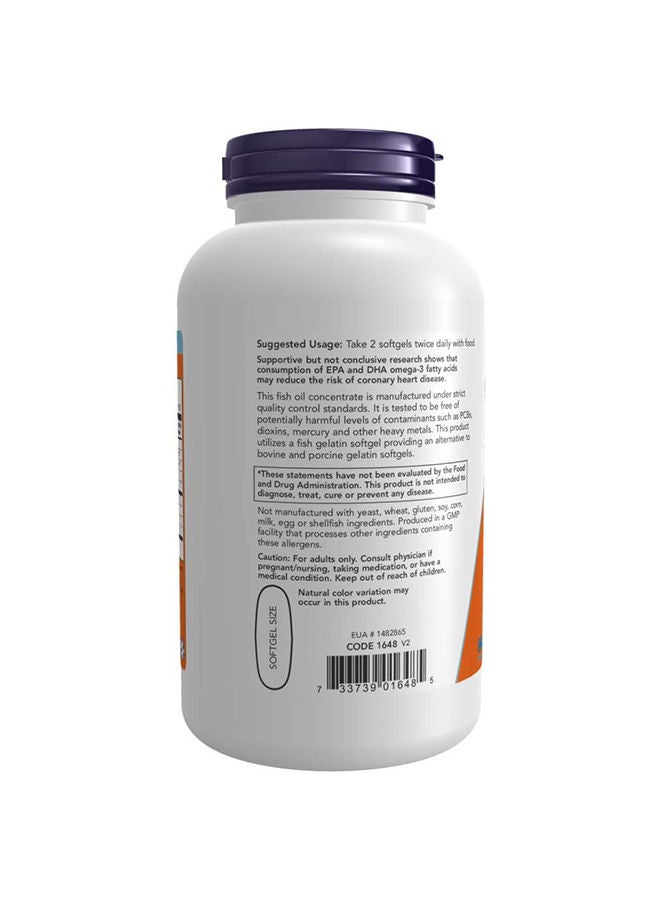 Now Foods Omega-3 1000mg, Molecularly Distilled 200 Softgels - Image 3