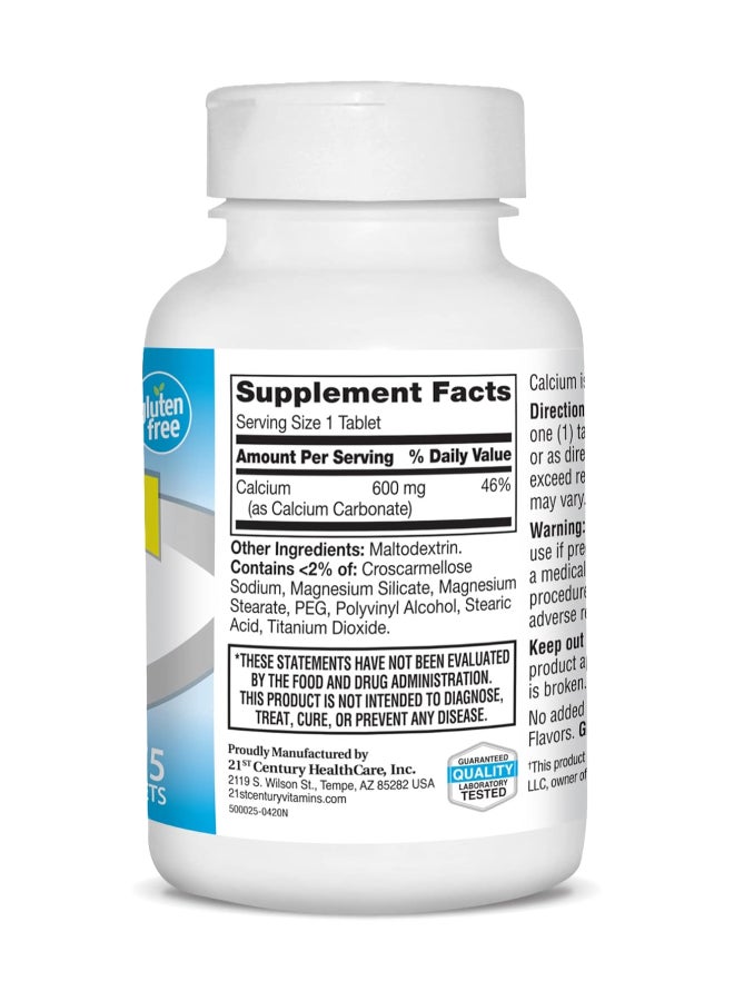 21st Century Calcium Supplement, 600 Mg, 75 Tablets - Image 2
