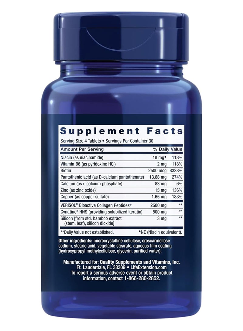 Life Extension Hair Skin And Nails Collagen Plus Formula - 120 Tablets - Image 2