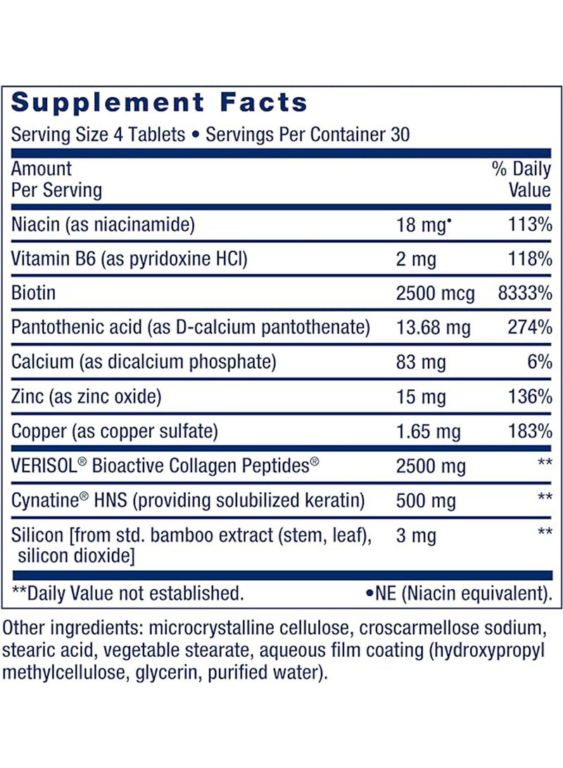 Life Extension Hair Skin And Nails Collagen Plus Formula - 120 Tablets - Image 4