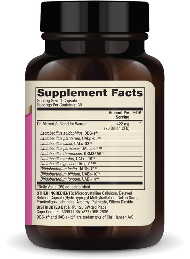 Dr. Mercola Complete Probiotics For Women 70 Billion Cfu 30 Capsules  - Image 2