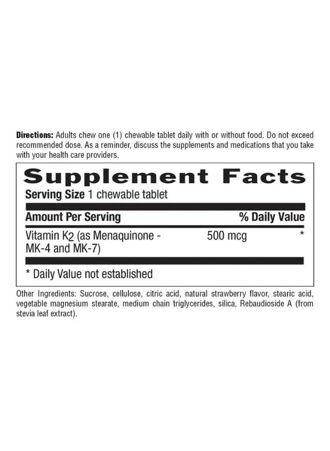 كانتري لايف Certified Vegan K2 Complex 500mcg, 60 Chewable Tablets Packaging May Vary  - Image 2