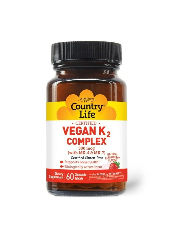 كانتري لايف Certified Vegan K2 Complex 500mcg, 60 Chewable Tablets Packaging May Vary  - Image 4