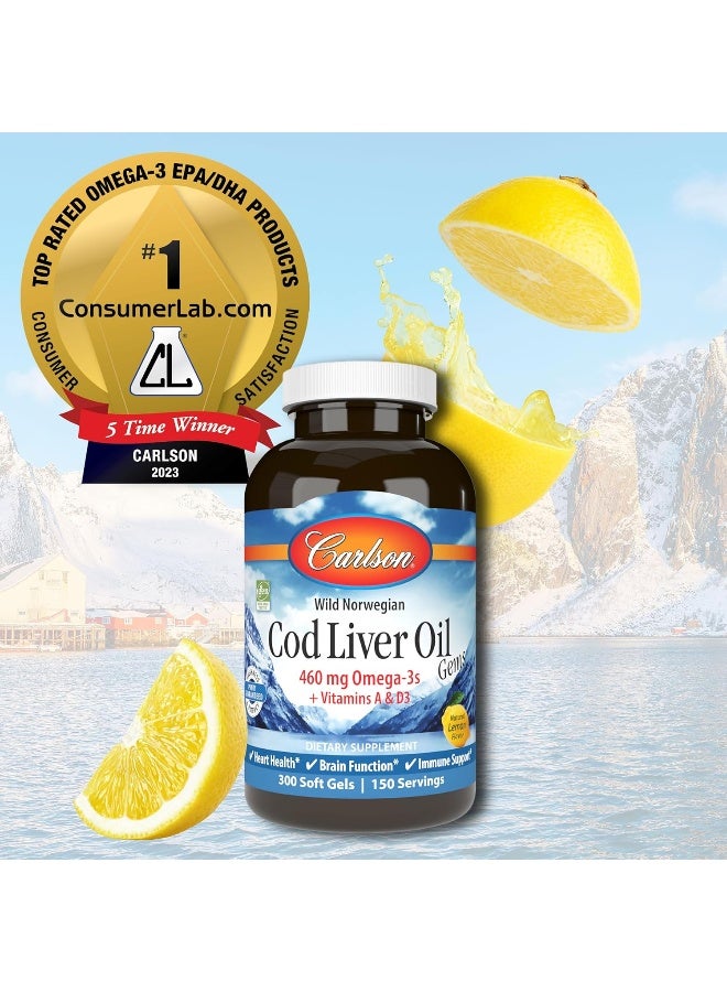 كارلسون لابس مكمل غذائي من زيت كبد سمك القد النرويجي البري بتركيز 460 ملجم - 300 كبسولة هلامية - Image 3