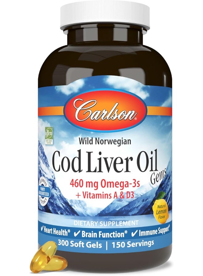 كارلسون لابس مكمل غذائي من زيت كبد سمك القد النرويجي البري بتركيز 460 ملجم - 300 كبسولة هلامية - Image 4