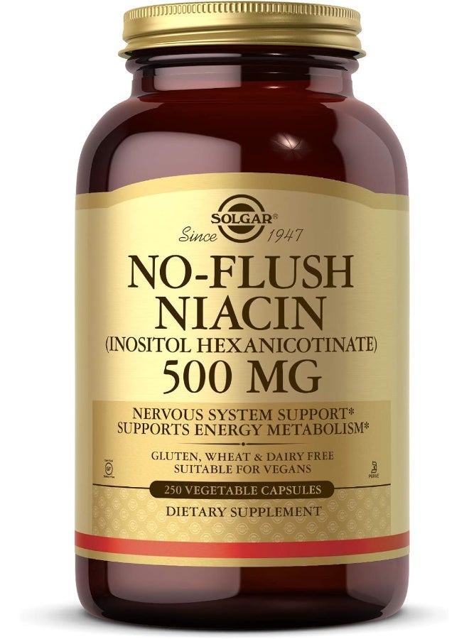 Solgar - No-Flush Niacin 500 mg, 250 Vegetable Capsules - Image 1