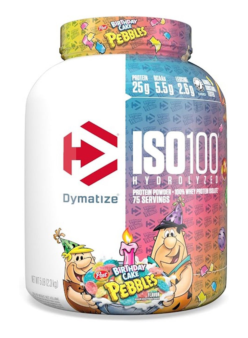 Dymatize Iso 100 Hydrolyzed Protein Powder Birthday Cake Pebbles 75 Servings 5lb 2.3kg  - Image 1