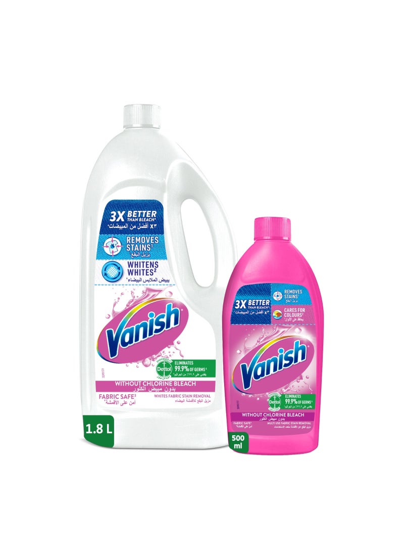 Vanish Laundry Stain Remover White And Pink Liquid White/Pink 1.8L+500ml  - Image 1