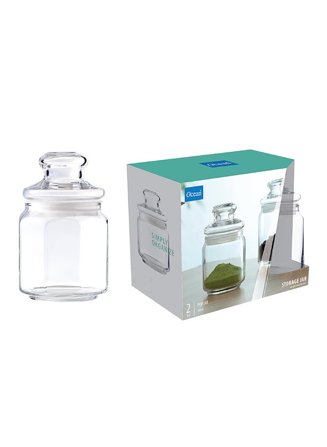 Ocean - 2-Piece Glass Pop Jar with Lid Clear 500ml - Image 1