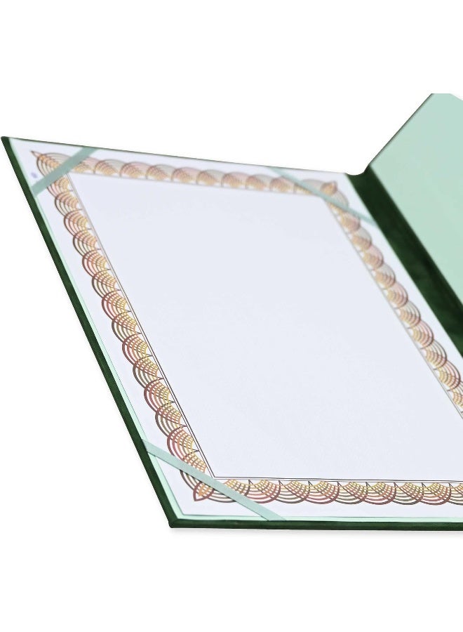 FIS A4 Certificate Folder with Velvet Cover, Green Velvet Green - Image 5