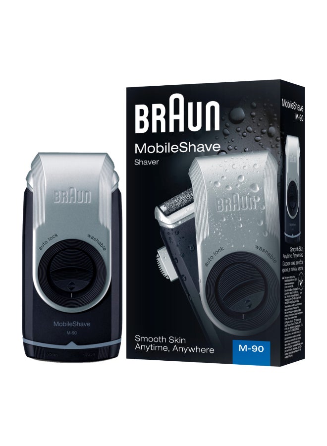 BRAUN Pocketgo Mobile Electric Travel Shaver, M90 Black/Grey/Silver - Image 1