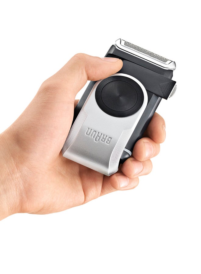 BRAUN Pocketgo Mobile Electric Travel Shaver, M90 Black/Grey/Silver - Image 5