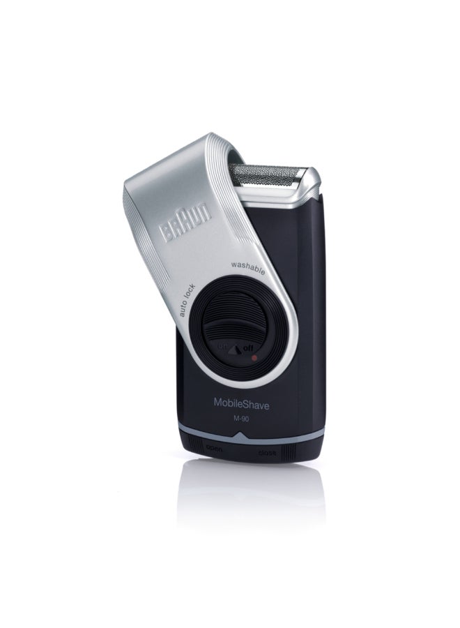 BRAUN Pocketgo Mobile Electric Travel Shaver, M90 Black/Grey/Silver - Image 2