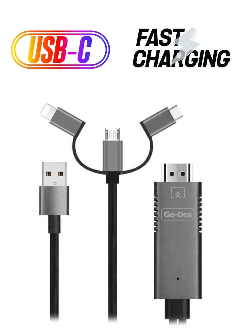 GO-DES - 3-In-1 FHD Cable Black - Image 1