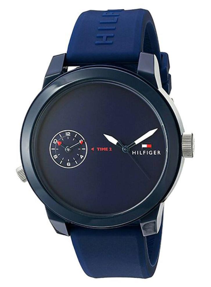 TOMMY HILFIGER Men's DENIM Round Shape Silicone Strap Analog Wrist Watch 44 mm - Blue - 1791325 - Image 1
