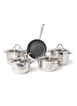 9-Piece Gourmet Cookware Set Silver/Black Non-stick Fry Pan 1x24, Casserole With Lid 1x24, Casserole With Lid 1x20, Casserole With Lid 1x24, Stock Pot With Lid 1x20cm - pnsku/N33504563A/45/_/1739788516/a957108a-2f60-4a1d-a31e-116d56b165dd
