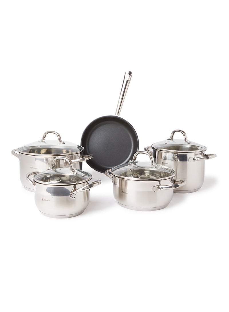 BERGNER - 9-Piece Gourmet Cookware Set Silver/Black Non-stick Fry Pan 1x24, Casserole With Lid 1x24, Casserole With Lid 1x20, Casserole With Lid 1x24, Stock Pot With Lid 1x20cm - Image 1