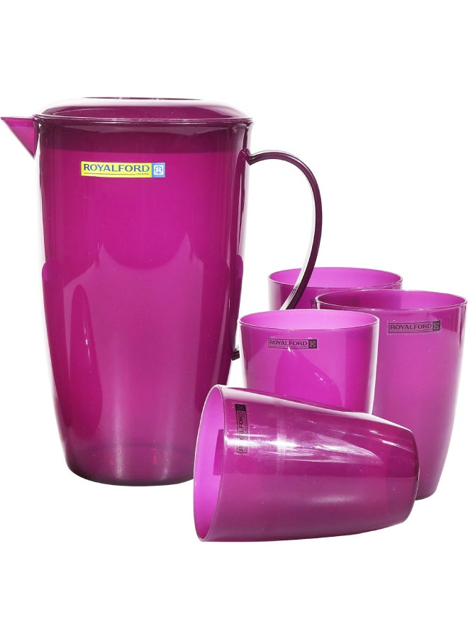 Royalford 2L Wafer Water Jug With 4Pcs 500Ml Cups Assorted Colors  - Image 1