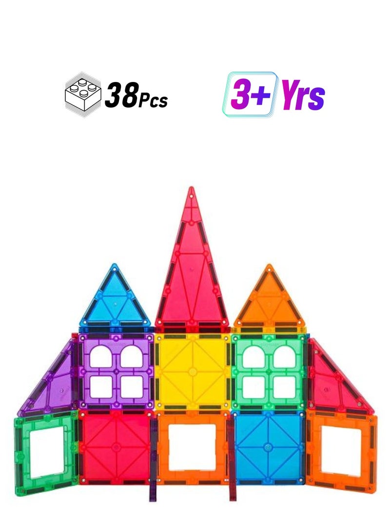 Playmags 165 38-Piece Magnetic Tile Set 38 3+ Years - Image 1