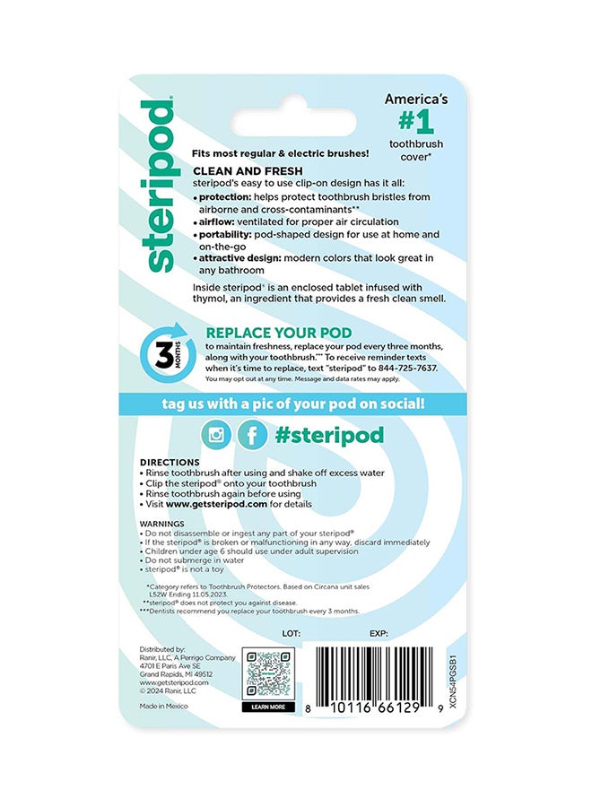 ستيريبود مجموعة واقيات فرش أسنان مزودة بمشبك ومكونة من قطعتين أخضر/ أزرق/ شفاف - Image 2