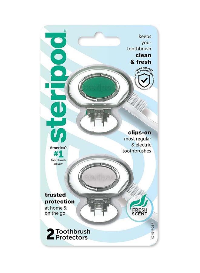 ستيريبود مجموعة واقيات فرش أسنان مزودة بمشبك ومكونة من قطعتين أخضر/ أزرق/ شفاف - Image 1
